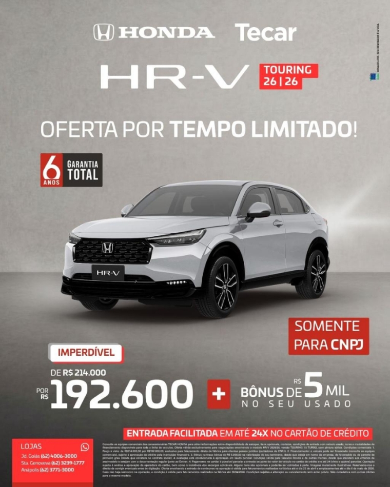 honda hr-v 1.5 di i-vtec turbo flex touring cvt 4p automatico 2026