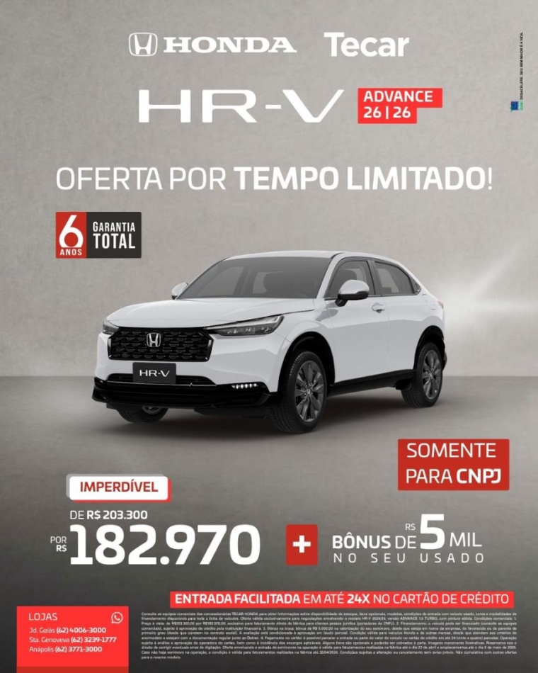 honda hr-v 1.5 di i-vtec turbo flex advance cvt 5p automatico 2026