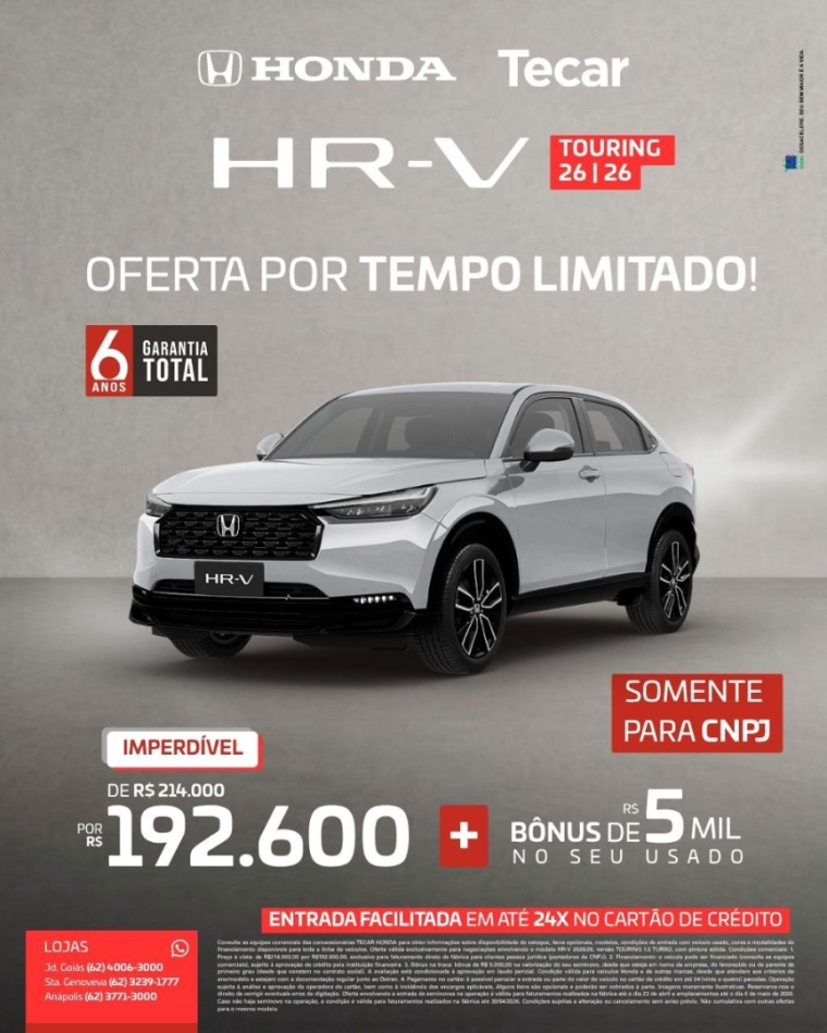 honda hr-v 1.5 di i-vtec turbo flex touring cvt 5p automatico 2026