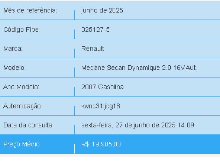 renault megane 2.0 dynamique sedan 16v gasolina 4p automatico 2007