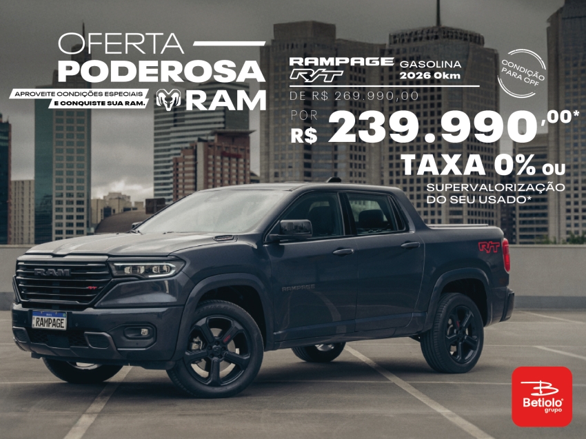 ram rampage 2.0 hurricane 4 turbo gasolina r/t 4x4 automatico 4p 2026
