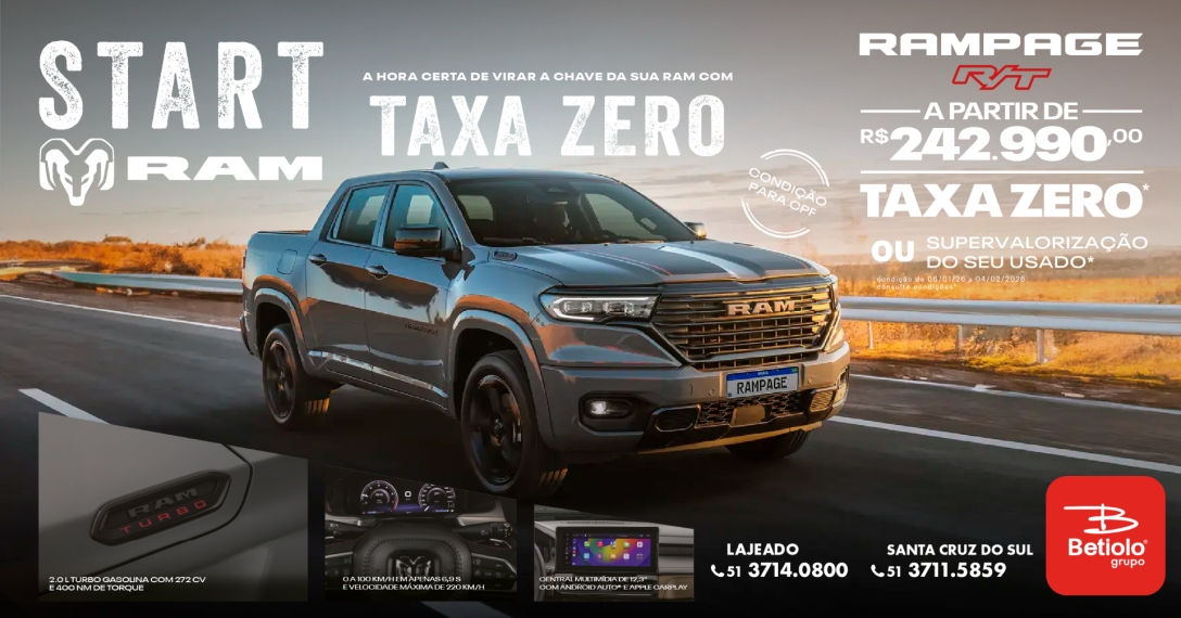 ram rampage 2.0 hurricane 4 turbo gasolina r/t 4x4 automatico 4p 2026