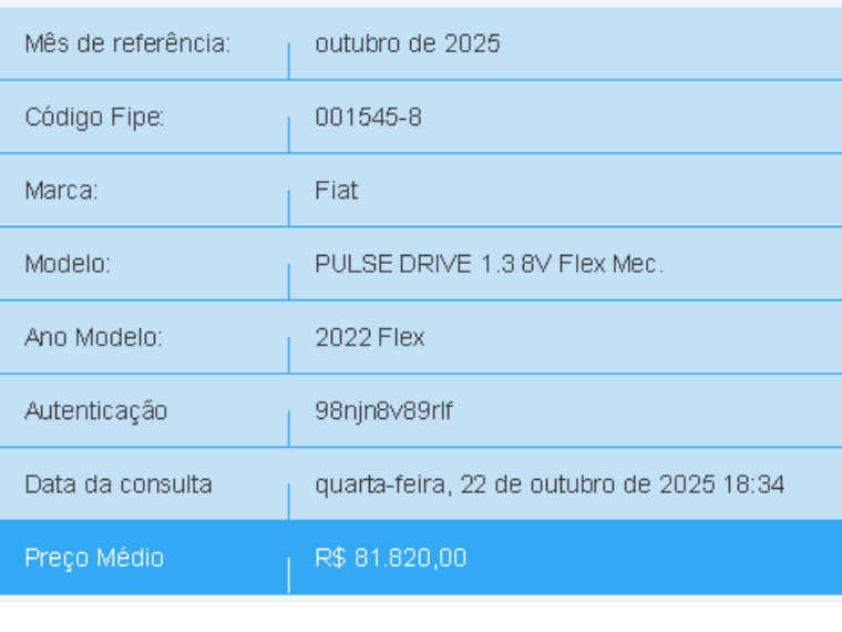 fiat pulse 1.3 flex drive manual 4p 2022