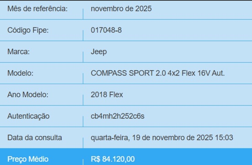 jeep compass 2.0 16v flex sport automatico 4p 20181