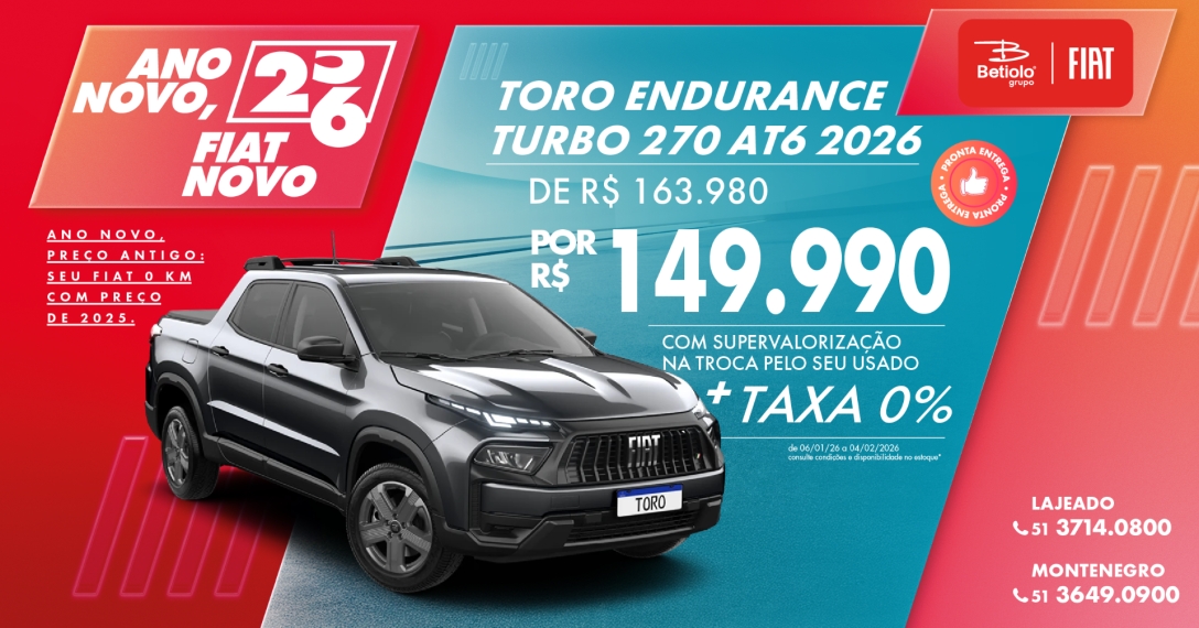 fiat toro 1.3 turbo 270 flex endurance at6 gasolina 4p automatico 2026