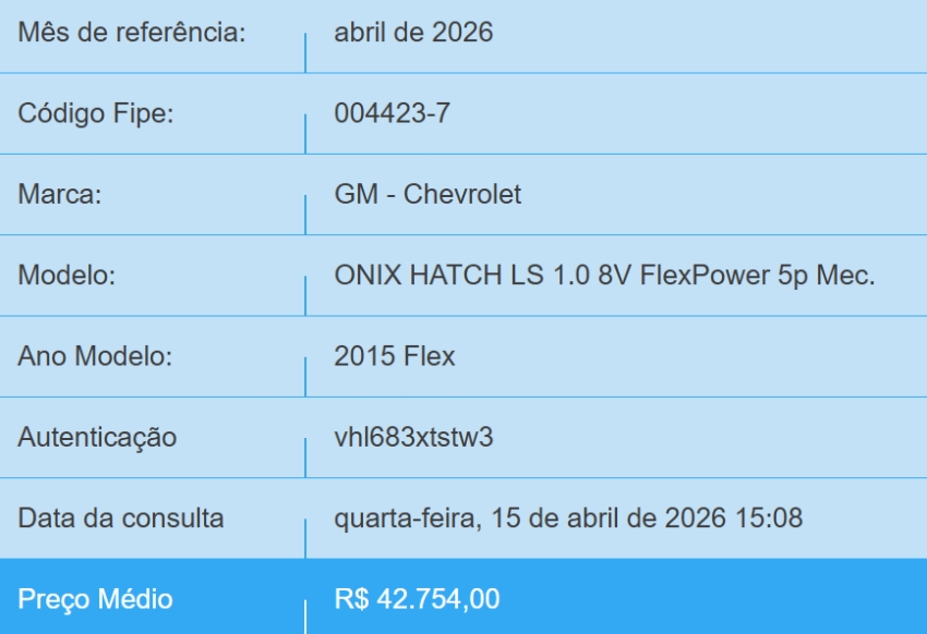 chevrolet onix 1.0 mpfi ls 8v flex 4p manual 20151