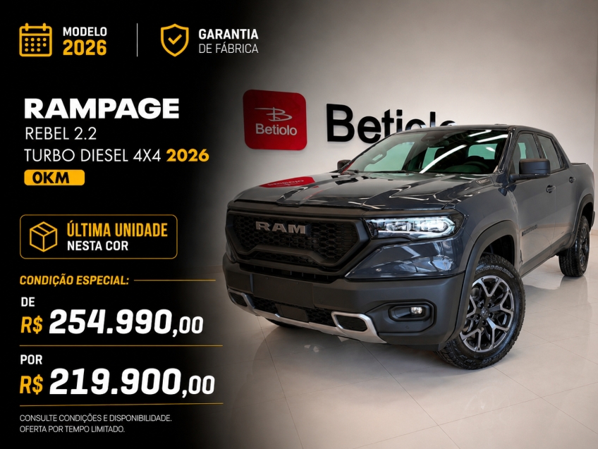 ram rampage 2.2 turbo diesel rebel 4x4 automatico 4p 2026