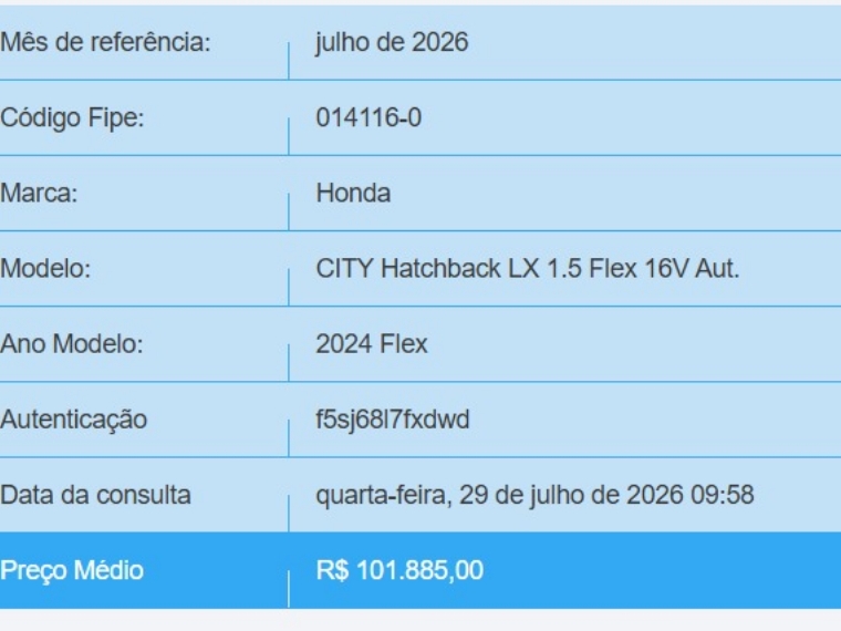 honda city 1.5 i-vtec flex hatch lx cvt 4p automatico 20241
