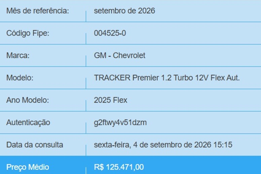 chevrolet tracker 1.2 turbo flex premier automatico 4p 20251