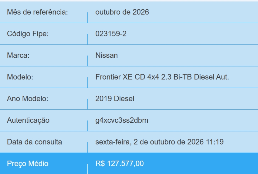 nissan frontier 2.3 16v turbo diesel xe cd 4x4 automatico 4p 20191