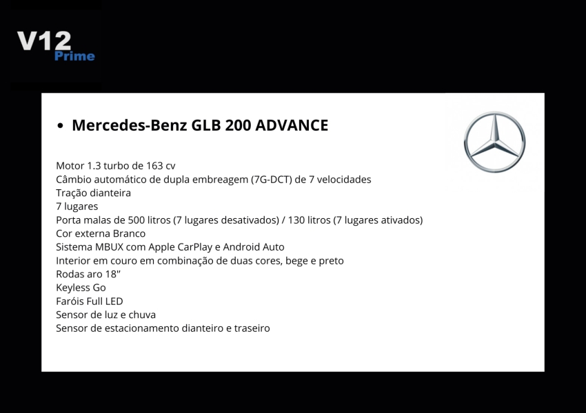 mercedes-benz glb 200 1.3 cgi gasolina advance 7g-dct flex 4p automatico 2021