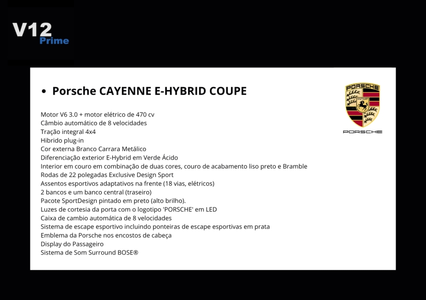 porsche cayenne 3.0 v6 e-hybrid coupe awd hibrido 4p automatico 2025