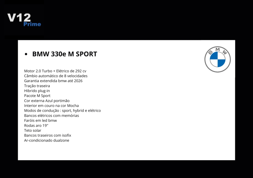 bmw 330e 2.0 16v turbo hibrido m sport automatico 4p 2022