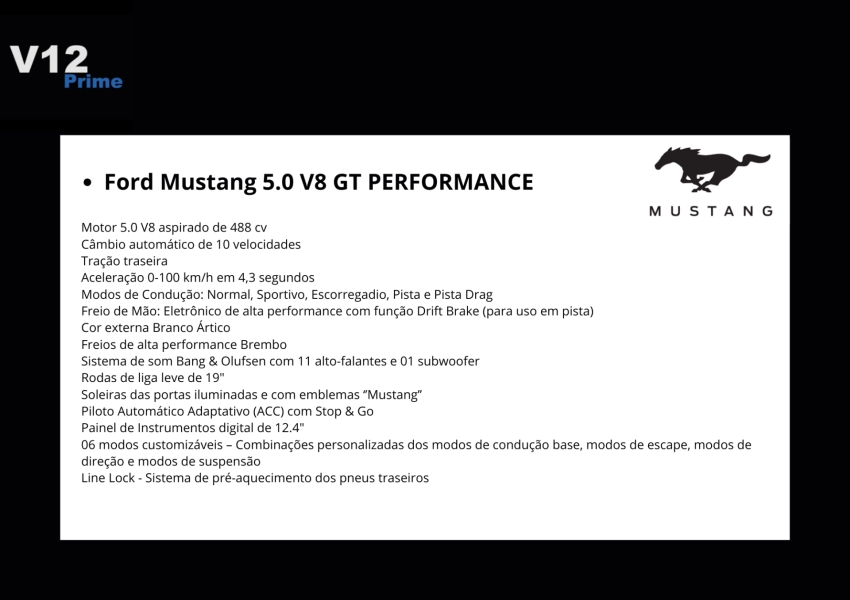 ford mustang 5.0 v8 gasolina gt performance selectshift 2p automatico 2024