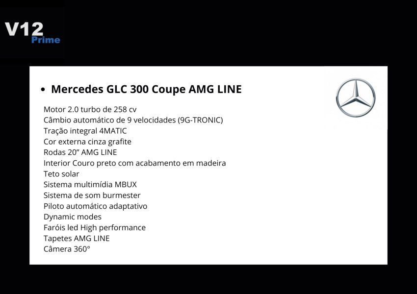 mercedes-benz glc 300 2.0 cgi gasolina coupe amg line 4matic 9g-tronic 4p automatico 2023
