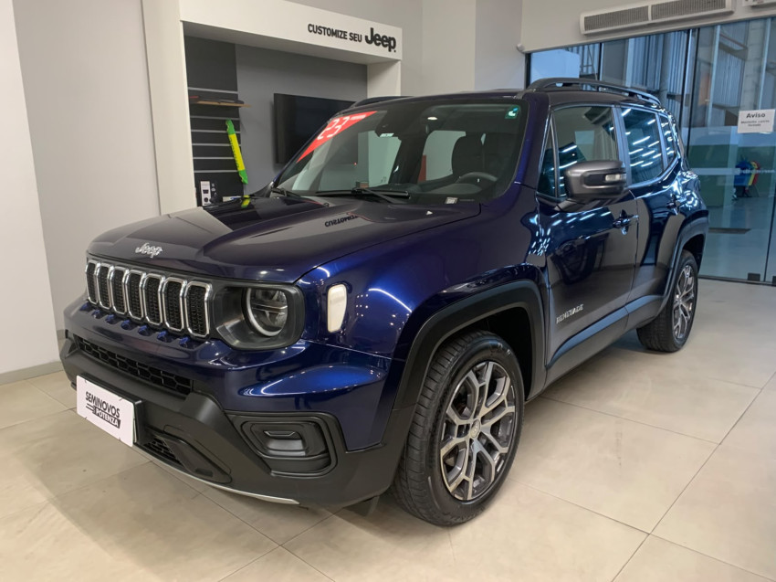 jeep renegade jipe automatico modelo longitude turbo t270 motor 1.3 super novo azul jazz revisado0