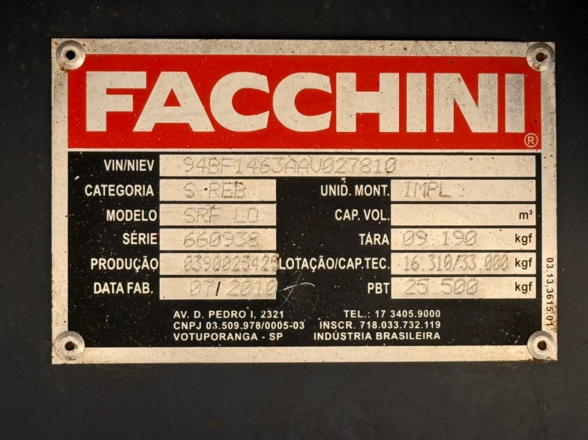 facchini sider 3 eixos 28 pallets - 2010/20106