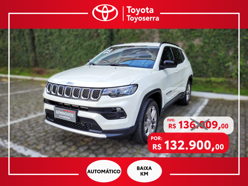 baixa km! - jeep compass long. t270 1.3 tb 4x2 flex automatico