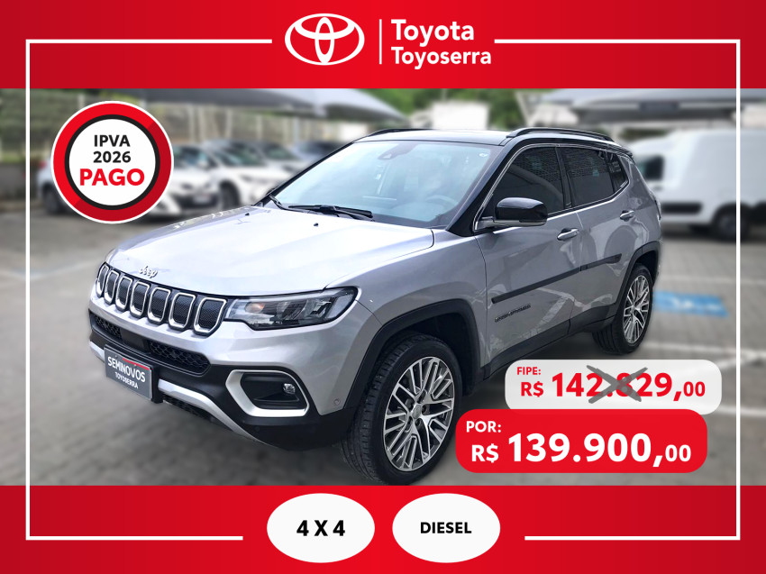 baixa km! - jeep compass limited td 350 2.0 4x4 die. automatico