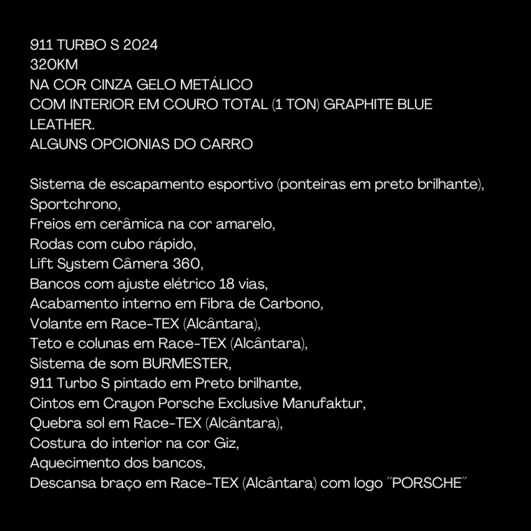 porsche 911 3.8 24v h6 gasolina turbo s pdk 2p automatico 2024