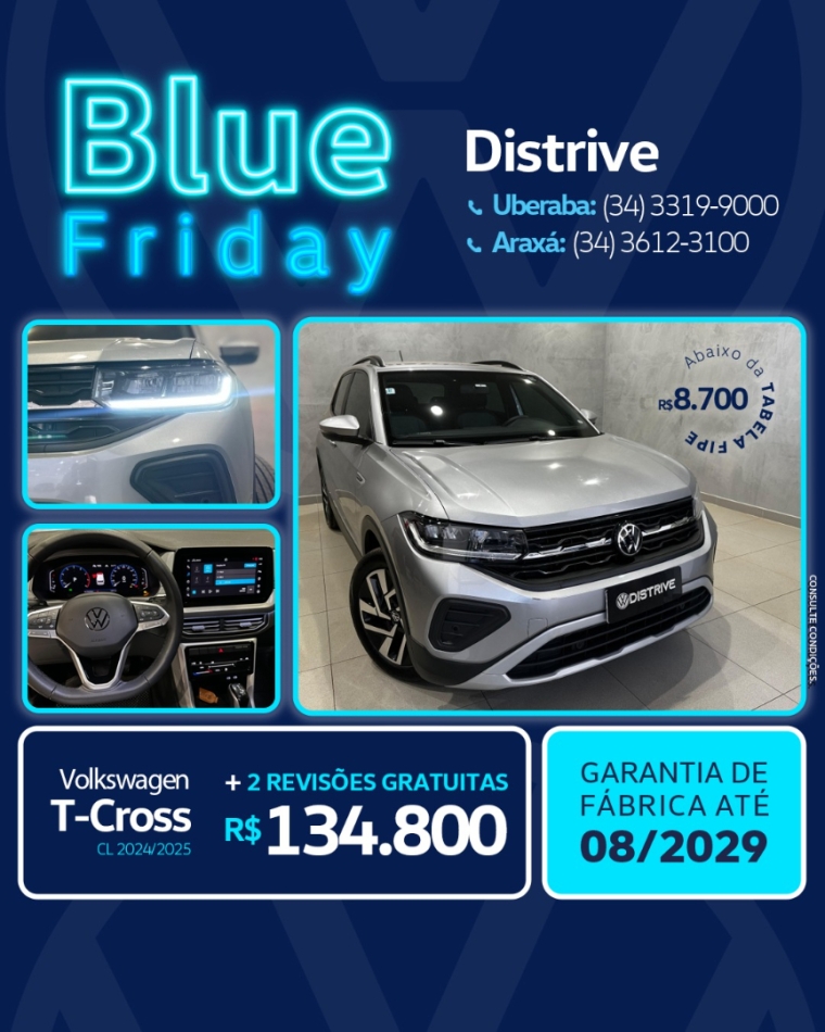 volkswagen t-cross 1.0 200 tsi total flex comfortline automatico 4p 2025