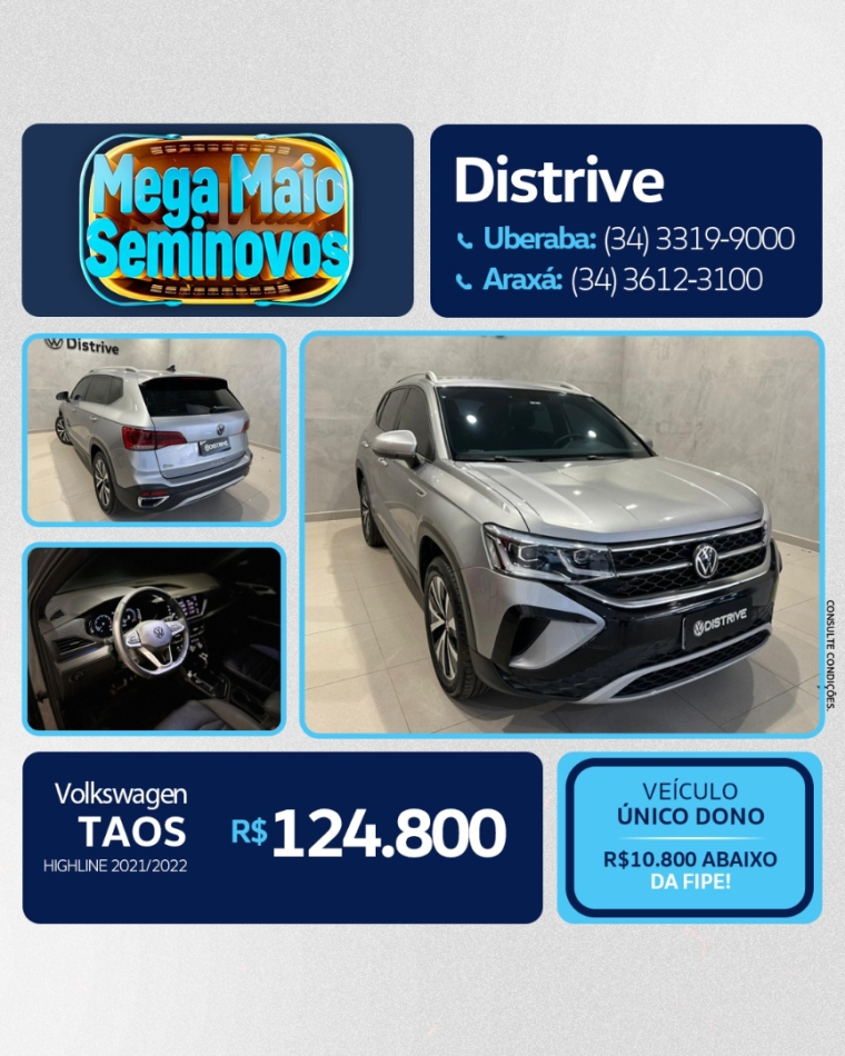volkswagen taos 1.4 250 tsi total flex highline automatico 4p 2022