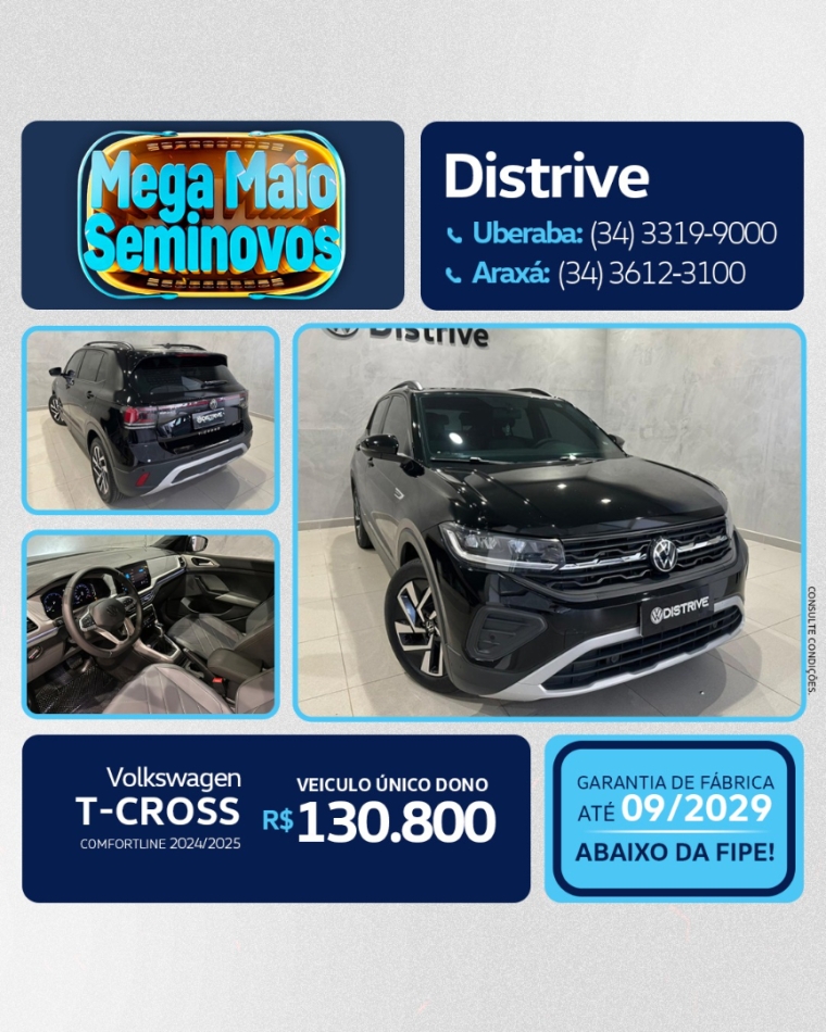 volkswagen t-cross 1.0 200 tsi total flex comfortline automatico 4p 2025