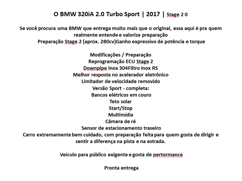 bmw 320i 2.0 sport 16v turbo active flex 4p automatico 201710