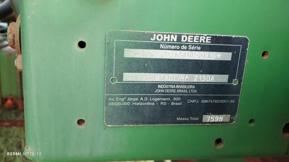 john deere plantadeira 2130 30 linhas. 45 cm. diesel 1p automatico 2014