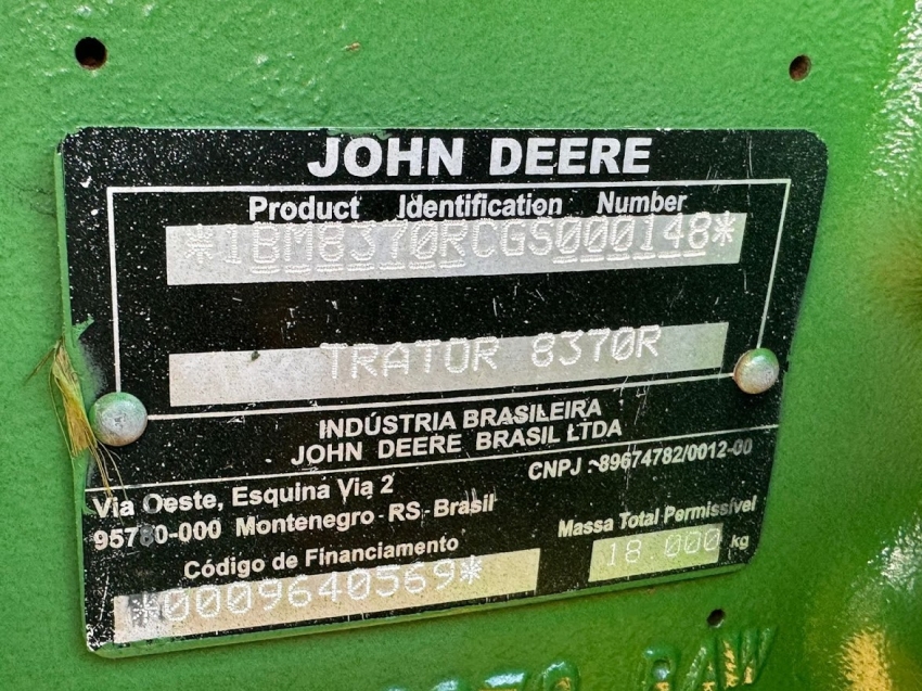 john deere trator 8370r  370 cv. piloto automatico. rodado dual. ils. motor: 9.117 diesel 1p automatico 2016
