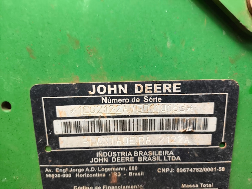 john deere plantadeira 2122 22 linhas. espacamento de 45cm. diesel 1p automatico 2016