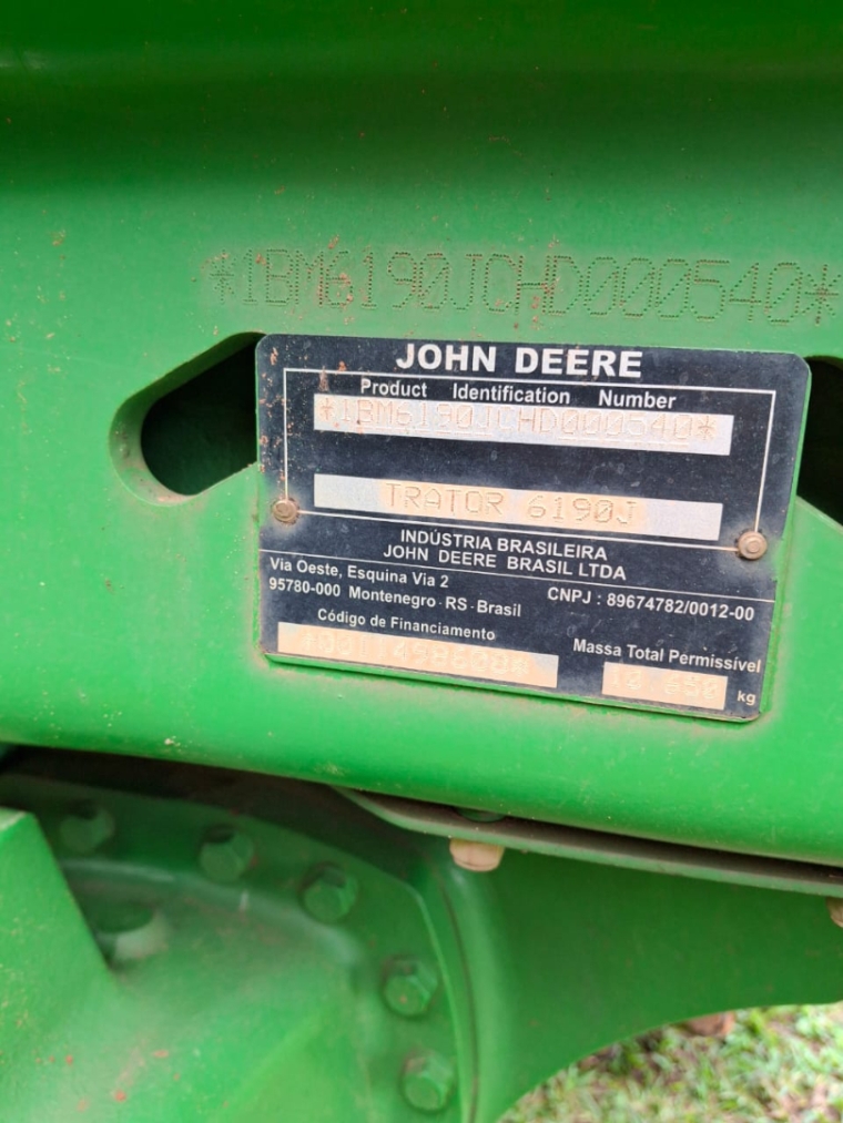 john deere trator 6190j  duplado na traseira diesel 1p manual 2017