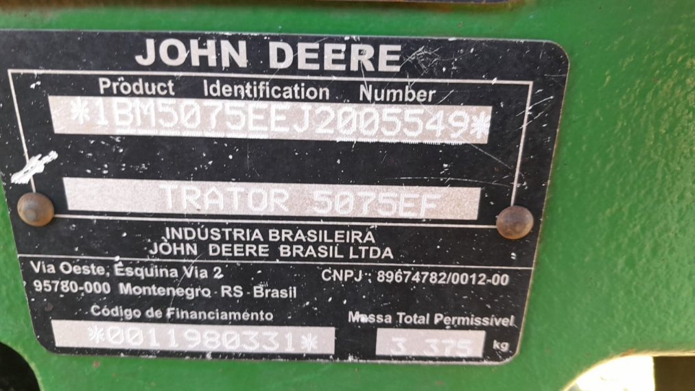 john deere trator 5075ef cabine agroleite / com redutor diesel 1p manual 2018