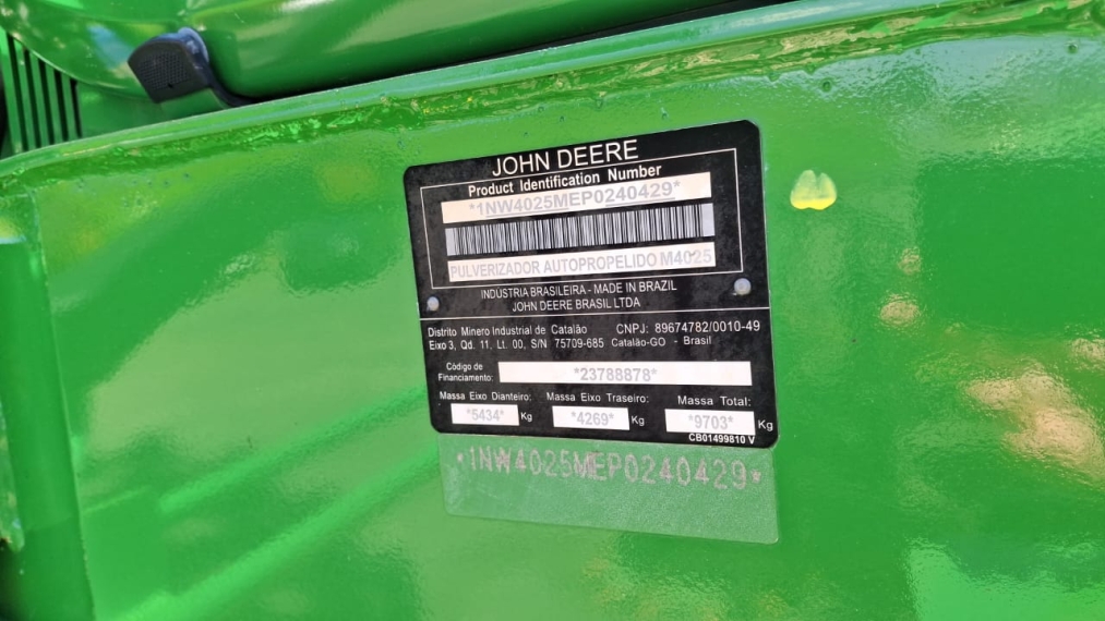 john deere pulverizador m4025 inc pro - piloto barra 27 metros diesel 1p manual 20231