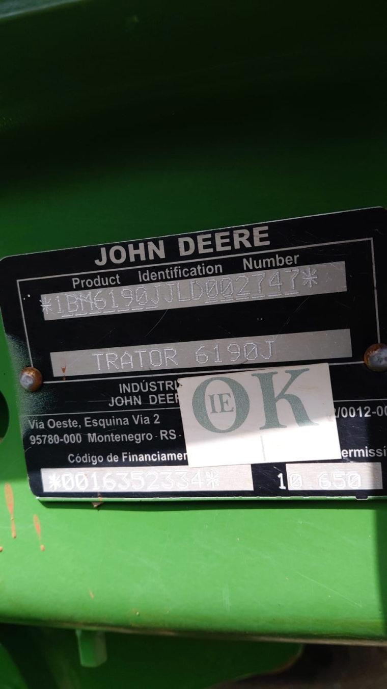 john deere trator 6190j  cabinado diesel 1p manual 20202