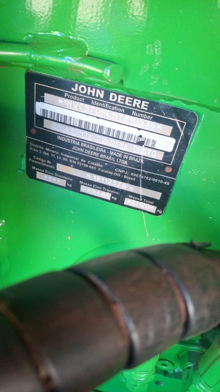 john deere colhedora de cana ch 570 cabinada diesel 1p manual 20216
