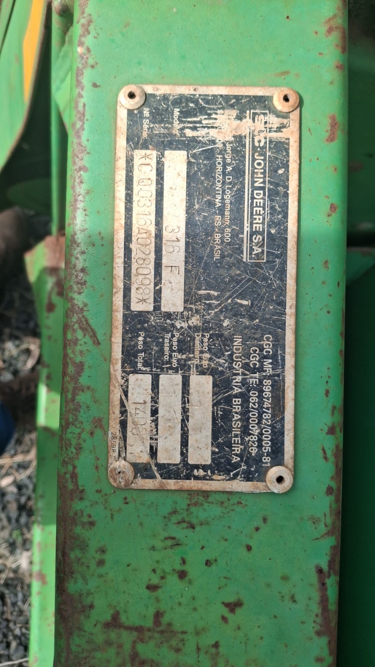 john deere colheitadeira 1175 cabinada - acompanha plataforma de milho (4) e soja (16) ambas diesel 1p manual 199911