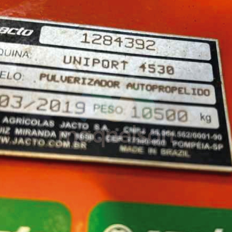 jacto pulverizador uniport 4530 2019 hibrido 1p semiautomatico