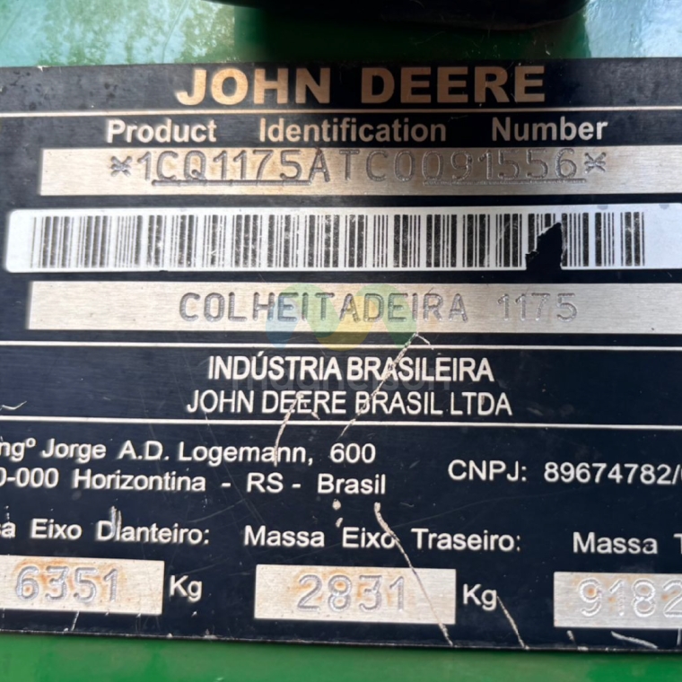john deere colheitadeira 1175 2012 diesel 1p semiautomatico21