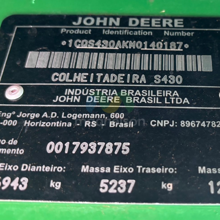 john deere colheitadeira s430 2021 diesel 1p semiautomatico26