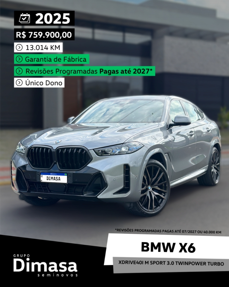 bmw x6 xdrive40i m sport 3.0 twinpower turbo 2025