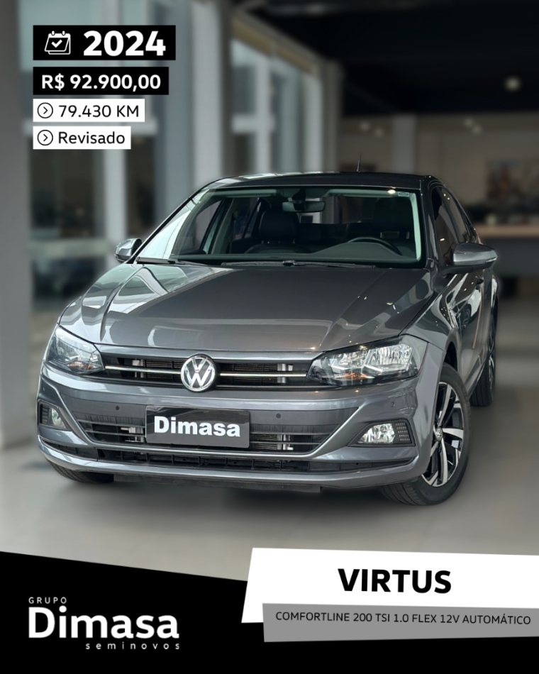 virtus comfortline 200 tsi 1.0 flex 12v automatico 20240