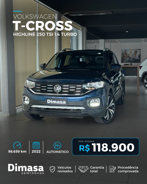 VOLKSWAGEN T-CROSS HIGHLINE 250 TSI 1.4 TURBO 20220
